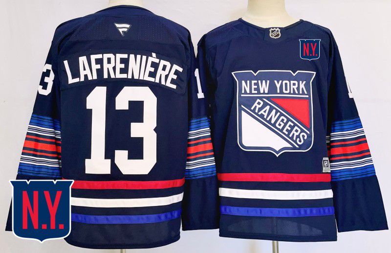 Men New York Rangers 13 Lafreniere Blue Fanatics 2025 NHL Jersey style 2